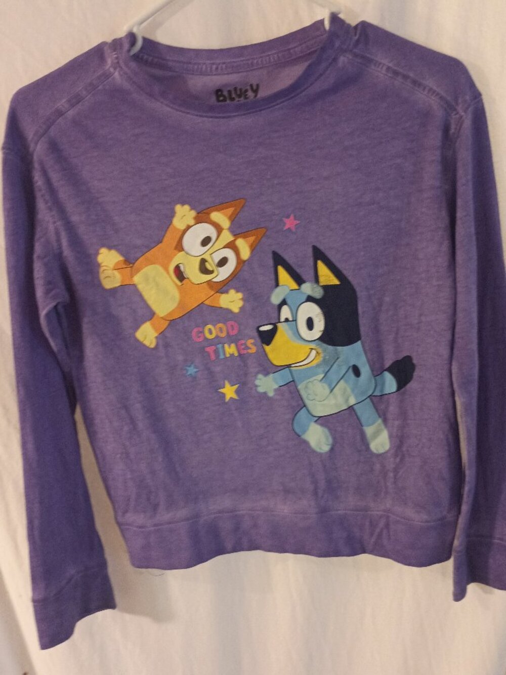 Girls Size 10-12 Purple Long Sleeve Bluey Tee